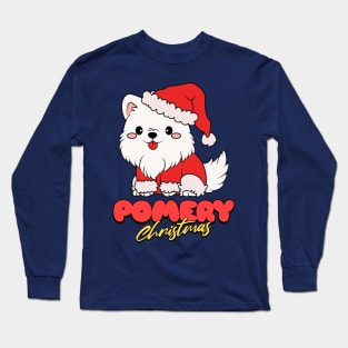 Merry Christmas pomeranian dog pom pomerian typography | Morcaworks Long Sleeve T-Shirt